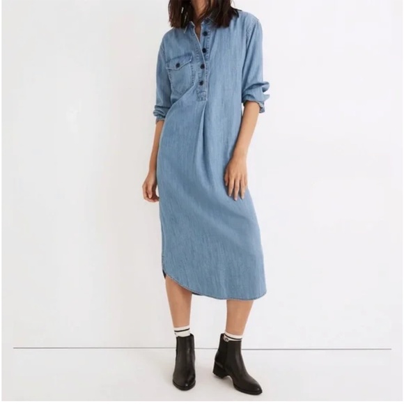 Madewell - Denim Utility Popover Dress in Midhurst Wash - XS - Picture 4 of 10